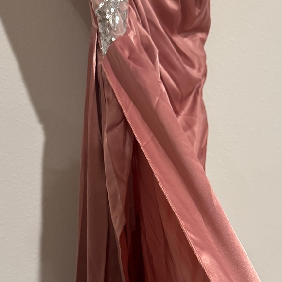 Glamorous One Shoulder Sequin Dress in Brown - Picture 2 of 7